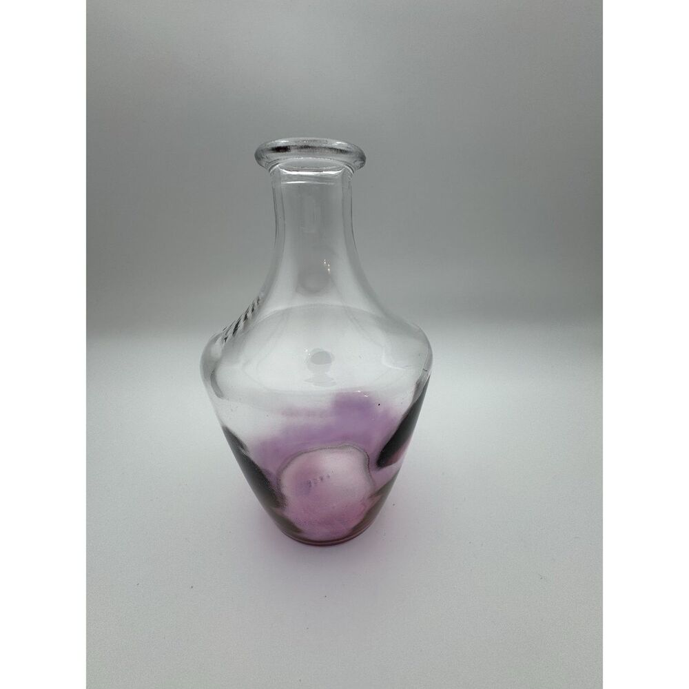 VTG Art Glass Bud Vase Small Swirl Ombre Clear Made in France 6.25 Inch